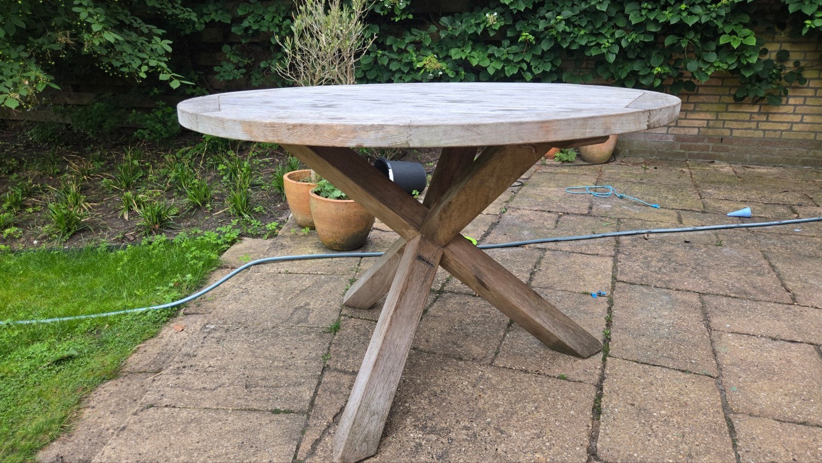 Teak Houten tuintafel rond 120 cm, Ophalen, Rechthoekig, Teakhout