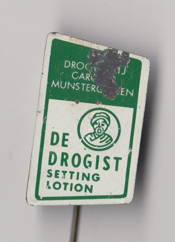 Drogist Munstergeleen speldje, Gebruikt, Niet vindbaar, Niet vindbaar, Speldje of Pin