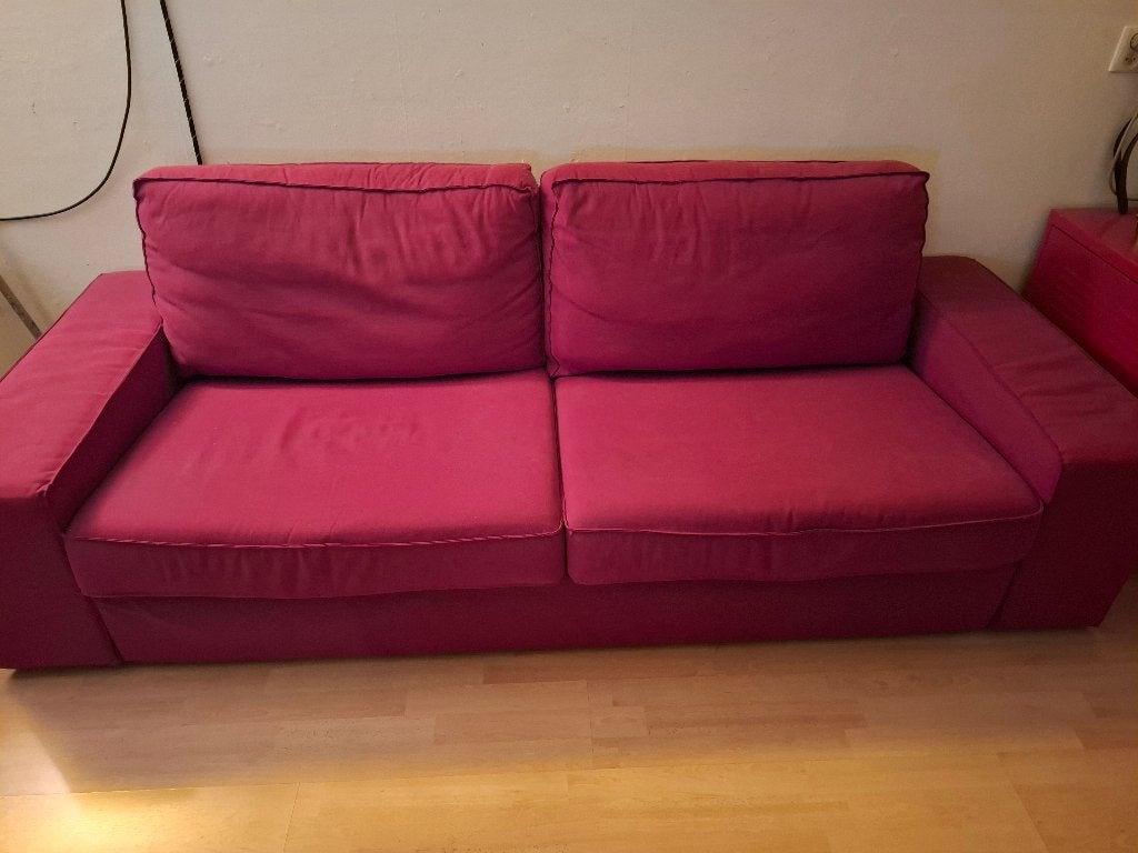 Ikea Bank Kivik 3 zits rood, Ophalen, Gebruikt, Driepersoons, 75 tot 100 cm
