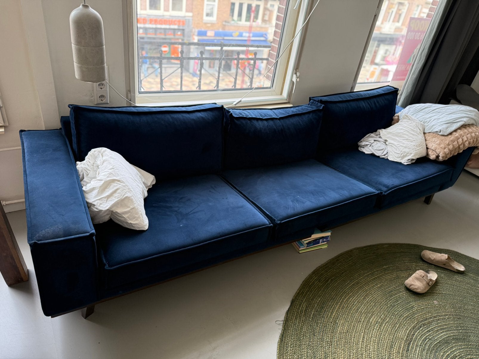 Blauwe bank wehkamp, Ophalen, 250 tot 300 cm, Driepersoons, 75 tot 100 cm