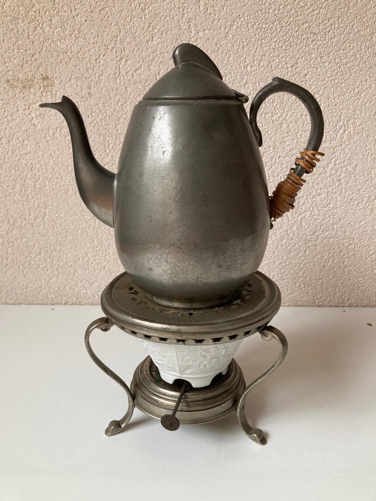 Antieke droppelmina met rechaud, Ophalen of Verzenden