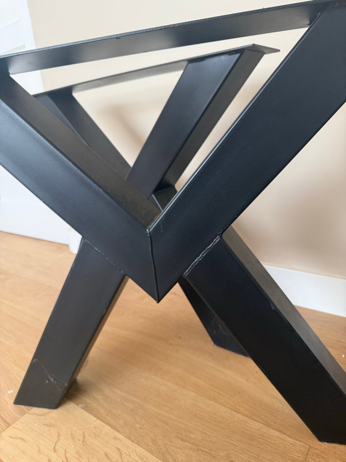 Zwarte metalen tafelpoot - X-vormig onderstel, Ophalen, Tafelpoot, 100 tot 150 cm, 50 tot 100 cm