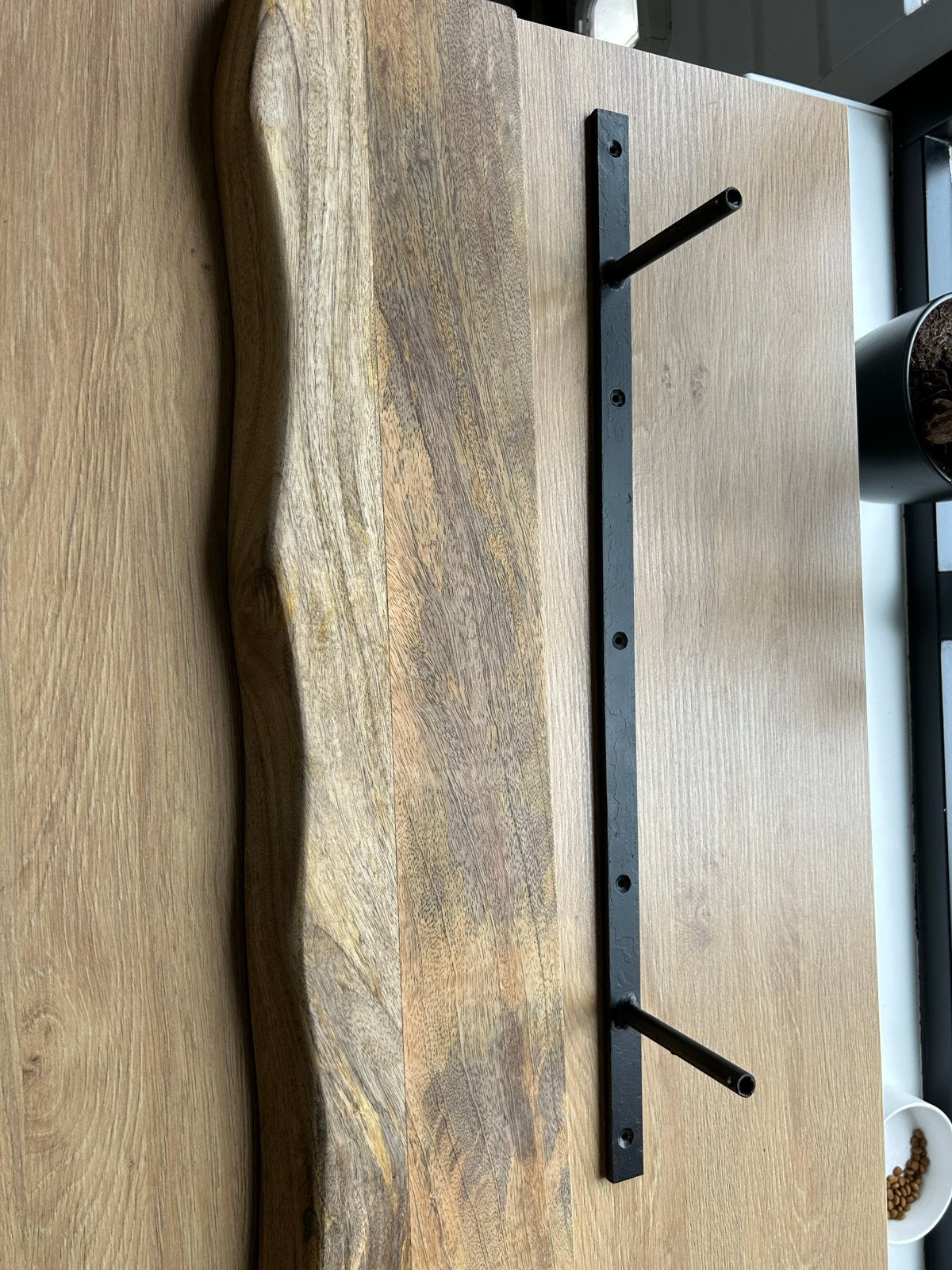 Mango houten wandplank met ophangingen - 80 cm, Ophalen, Hout, Nieuw, Bruin