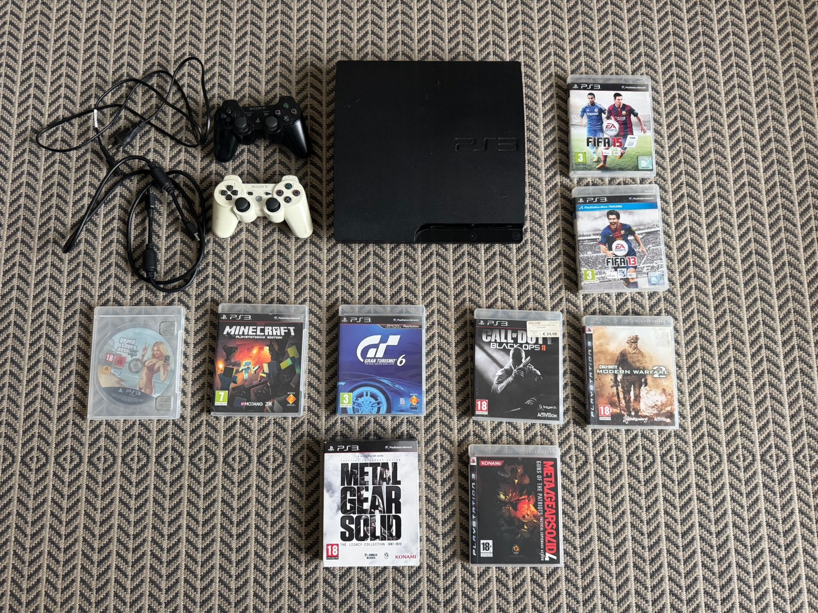 Sony PlayStation 3 Slim 320GB + 2 controllers + 9 games, Met 2 controllers, 320 GB, Ophalen of Verzenden, Slim