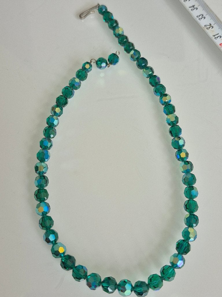 Vintage mid-century ketting groene Aurora Borealis coating., Ophalen of Verzenden, Overige materialen, Ketting