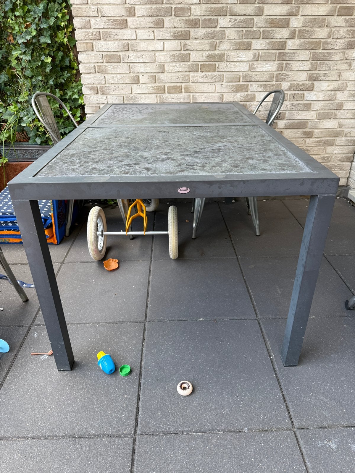 Gratis Hartman tuintafel met natuursteenblad 160x90, Ophalen, Gebruikt, Rechthoekig