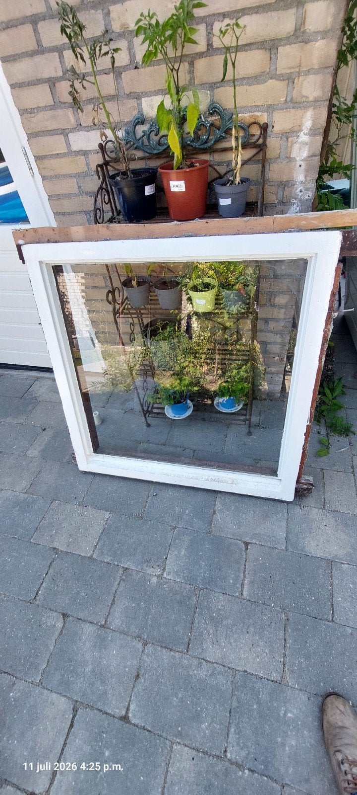 Raamkozijn met enkel glas, 100x100 cm - Gratis afhalen, Gevelraam of Ruit, Gebruikt, 80 tot 120 cm, 80 tot 120 cm