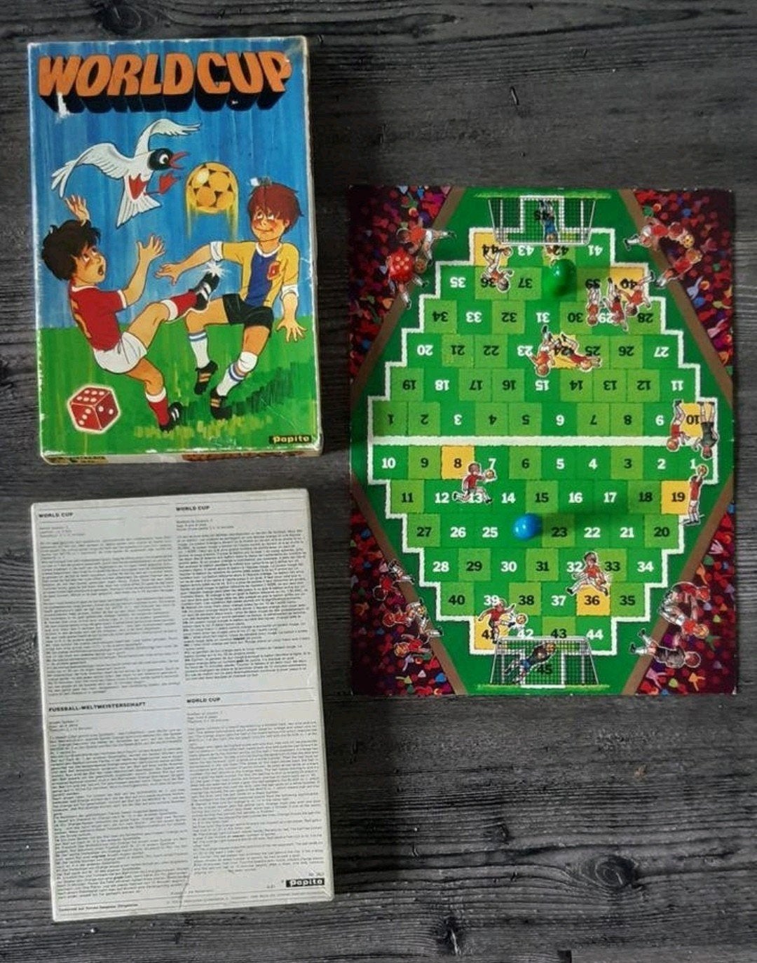 Vintage Worldcup Bordspel Papita, Een of twee spelers, Ophalen of Verzenden, Gebruikt, Papita