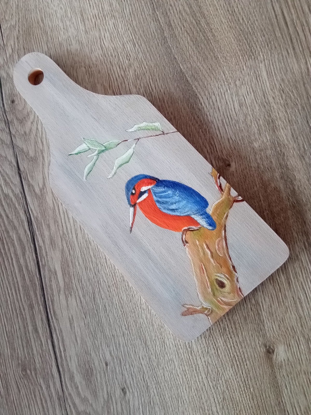 Nieuw broodplankje met een ijsvogel erop,, Huis en Inrichting, Ophalen