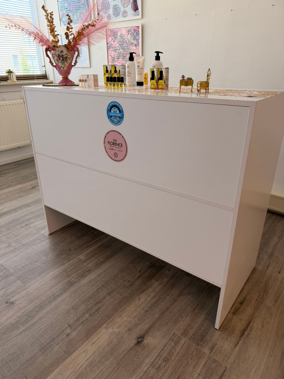 Receptie balie wit, Ophalen, Zo goed als nieuw, 100 tot 150 cm