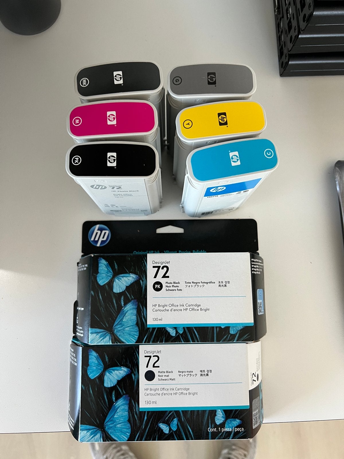 HP Inktcartridges nr. 72 - 2x Zwart Nieuw, Rest Gebruikt, Ophalen of Verzenden, Gebruikt, Overige typen