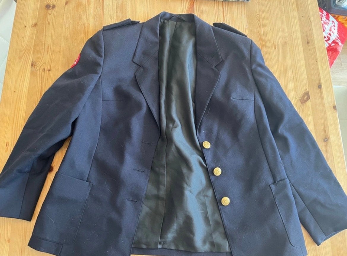 Vintage Rode Kruis Korps Nederland uniform jas, Verzenden, Gedragen, Maat 46 (S) of kleiner, Blauw