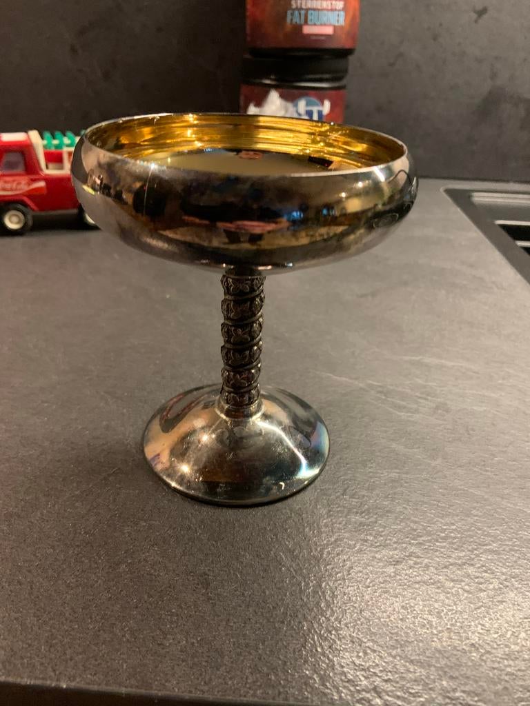 Verzilverde kelk met goudkleurige binnenkant, Antiek en Kunst, Antiek | Goud en Zilver, Ophalen, Zilver
