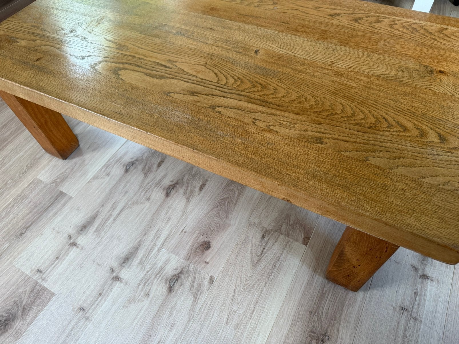 Massief eikenhouten salontafel, Ophalen, Gebruikt, 100 tot 150 cm, 50 tot 75 cm