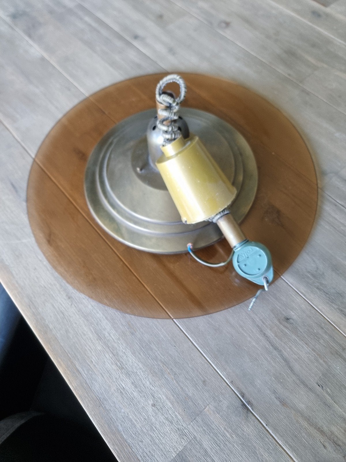 plafond lamp rookglas, Ophalen, 50 cm, Vintage, Verstelbaar