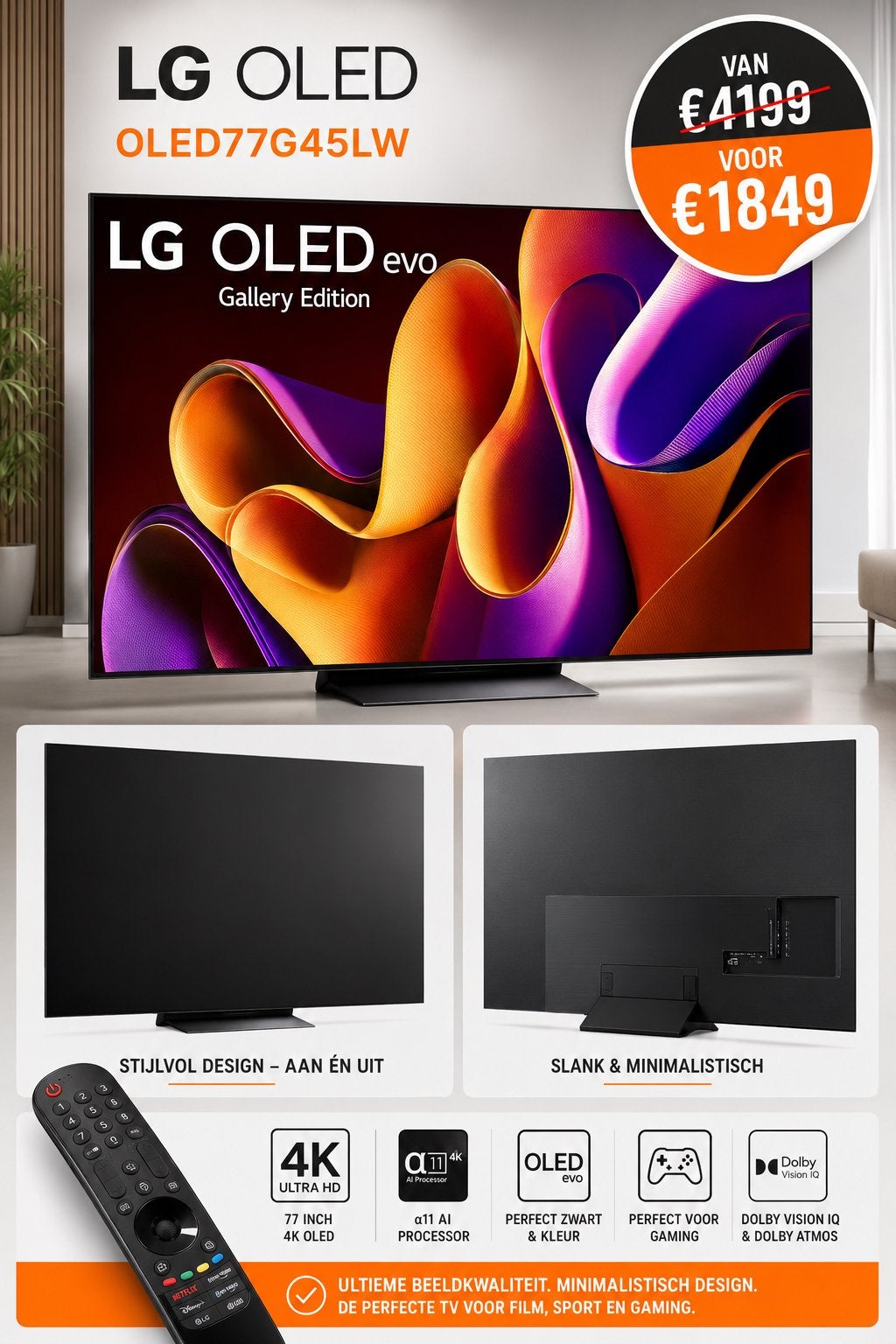 LG OLED evo G4 77 inch 4K Smart TV (OLED77G45LW), Ophalen of Verzenden, Zo goed als nieuw, 100 cm of meer, 4k (UHD)