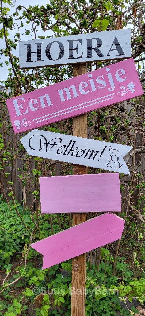 Geboortebord Wegwijzer 1m80 hoog., Ophalen of Verzenden, Nieuw, Geboortebord