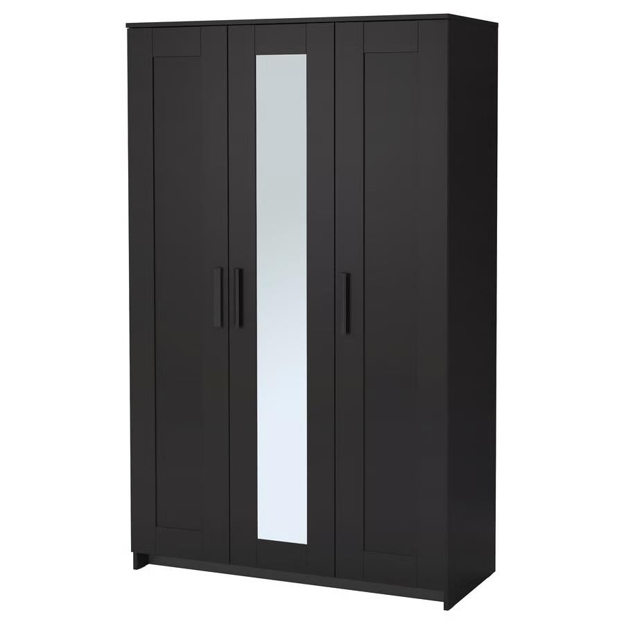 Zwarte kledingkast met spiegel Ikea BRIMNES, Ophalen, 100 tot 150 cm, Zo goed als nieuw, 150 tot 200 cm