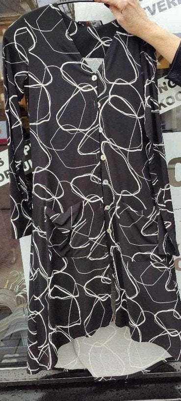 Blouse Elsewhere, zwart met lichte print, maat S, Verzenden, Nieuw, Maat 36 (S), Overige kleuren