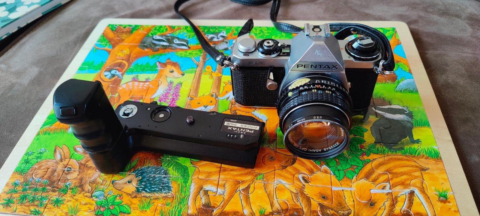 Pentax ME camera met winder SMC Pentax-M 50mm f/1.7 len, Audio, Tv en Foto, Ophalen of Verzenden, Gebruikt, Spiegelreflex, Pentax