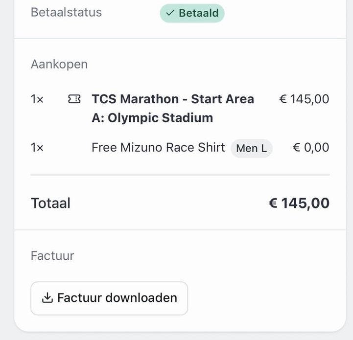 Ticket Hele Marathon Amsterdam, Tickets en Kaartjes, Eén persoon, Overige soorten