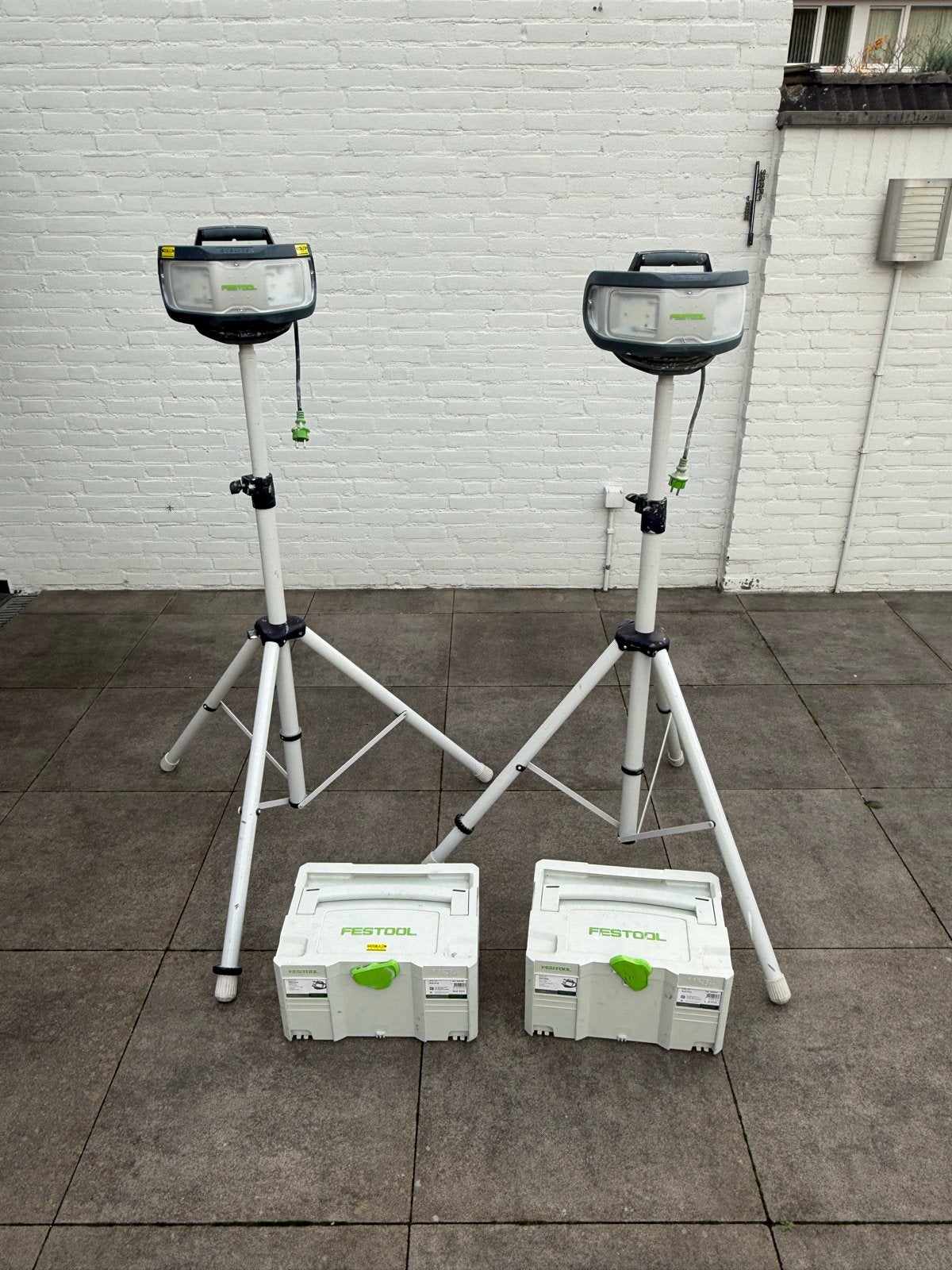 Festool SYSLITE DUO werklampen met statief (set van 2), Ophalen, Gebruikt, Met statief, Lamp met armatuur