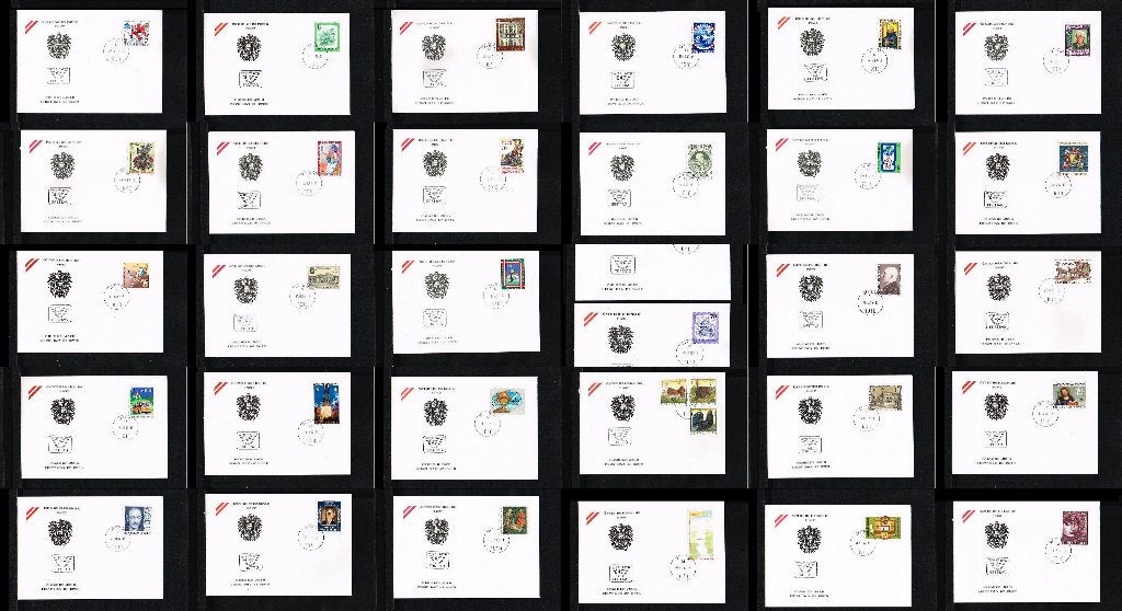 Uitzoeken FDC's Oostenrijk complete jaargangen, Postzegels en Munten, Postzegels | Eerstedagenveloppen, Ophalen of Verzenden, Onbeschreven