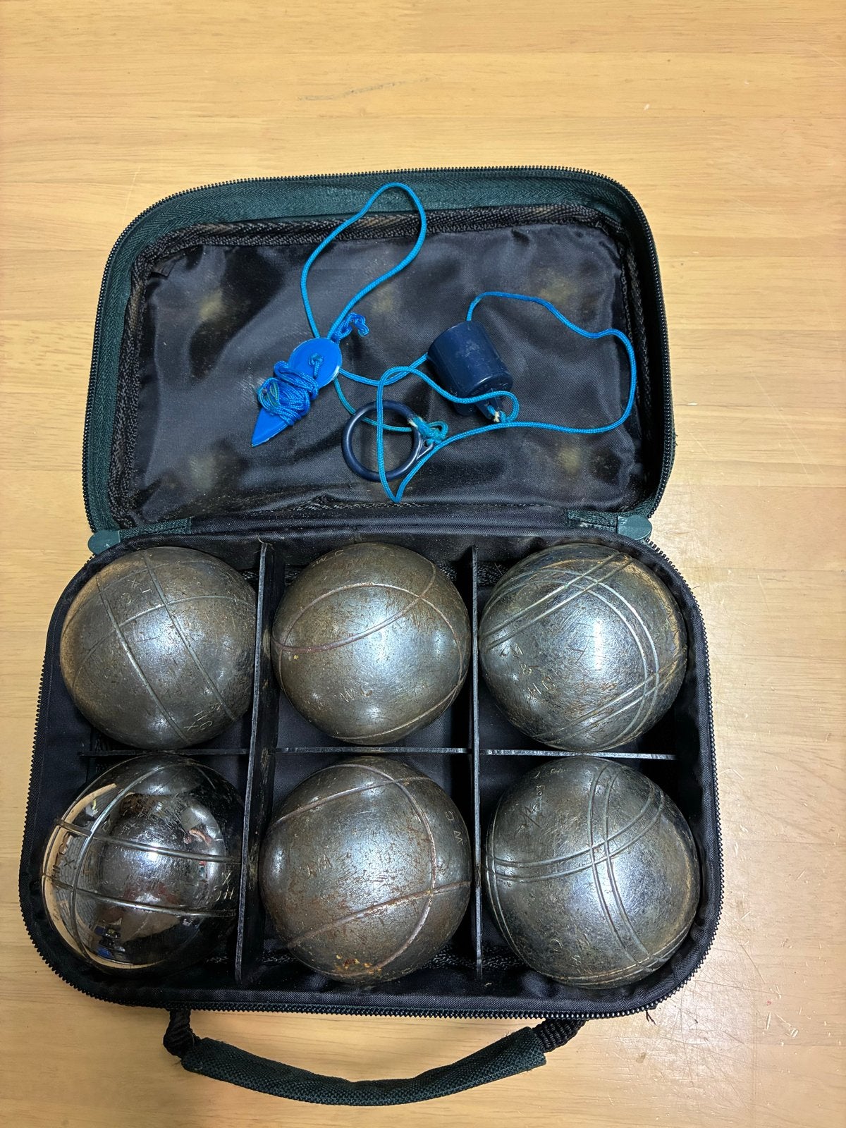 Petanque set met 6 ballen en accessoires in draagtas, Sport en Fitness, Ophalen of Verzenden, Gebruikt