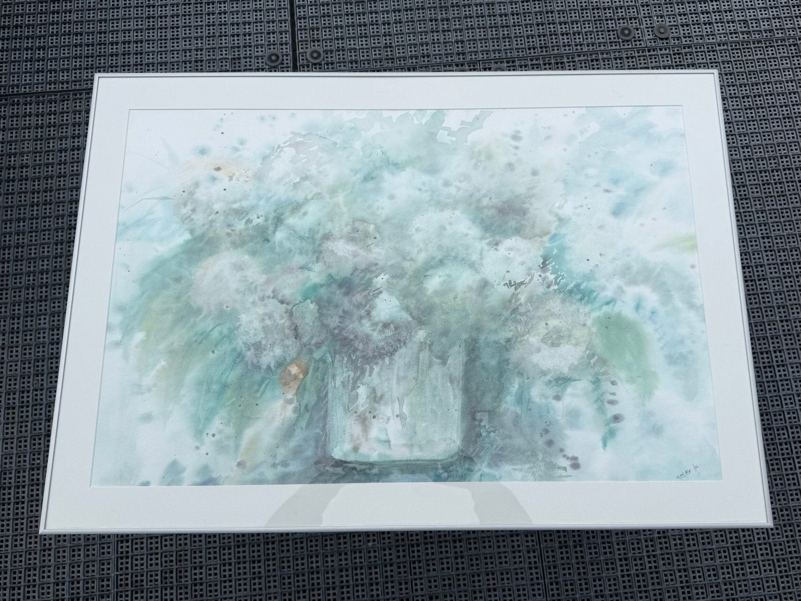 Aquarel bloemenvaas - gesigneerd 'Cocky '92', Ophalen