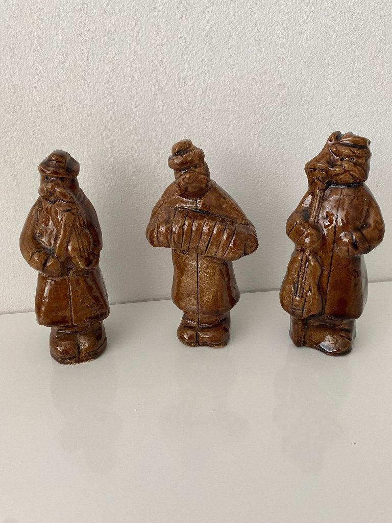 Set van 3 vintage keramische beeldjes van muzikanten, Groep mensen, Geglazuurd, Minder dan 20 cm, Ophalen of Verzenden