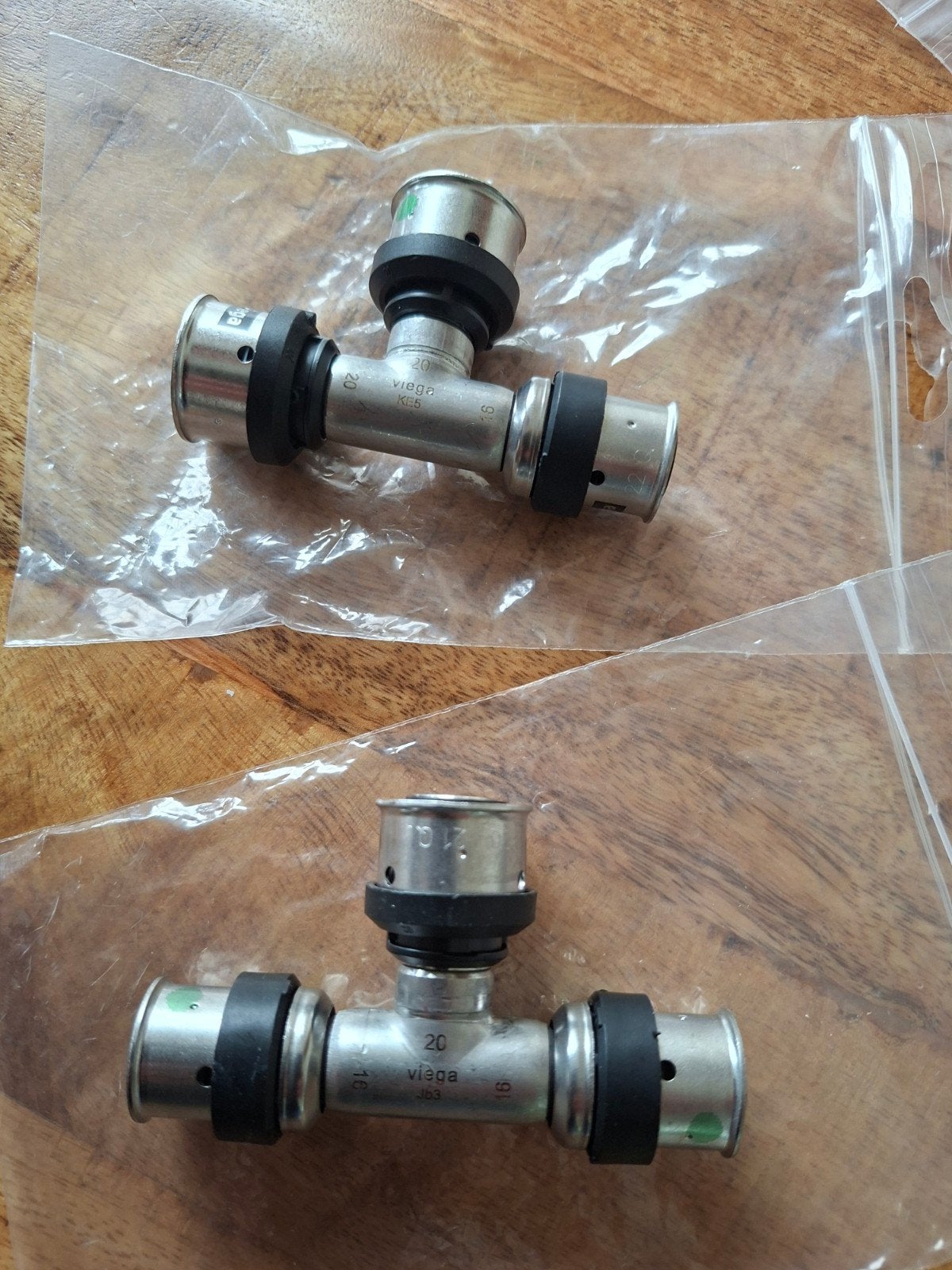 Viega persfitting T-stukken 20-20-16. 1-20-16 en 20x1/2x20mm, Ophalen of Verzenden