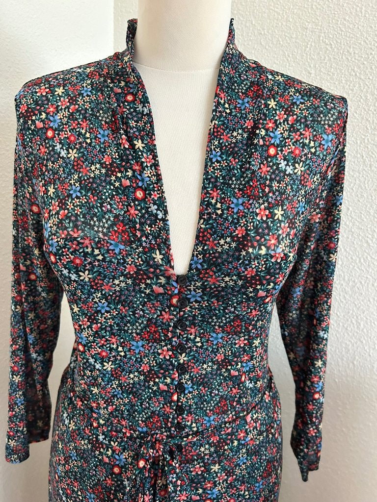King Louie maat L bloemen emmy jurk 2794, Kleding | Dames, Zwart, Maat 42/44 (L), Ophalen of Verzenden, Zo goed als nieuw