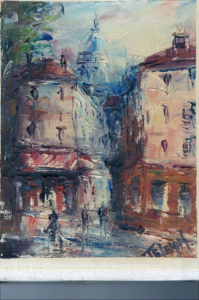 Montmartre straatgezicht gesigneerd  20e eeuw, Antiek en Kunst, Doek, Expressionistisch, Ophalen of Verzenden, Gesigneerd