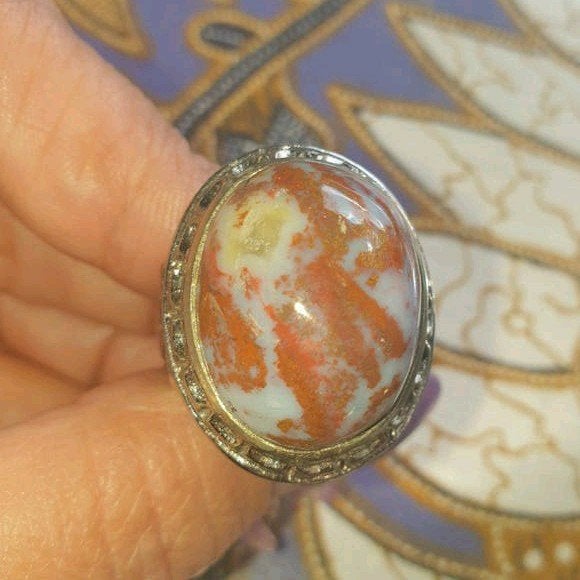 Ring maat 19,5 batu akik Jesper api Klawing Indonesië, Verzenden, 19 tot 20, Nieuw, Dame of Heer