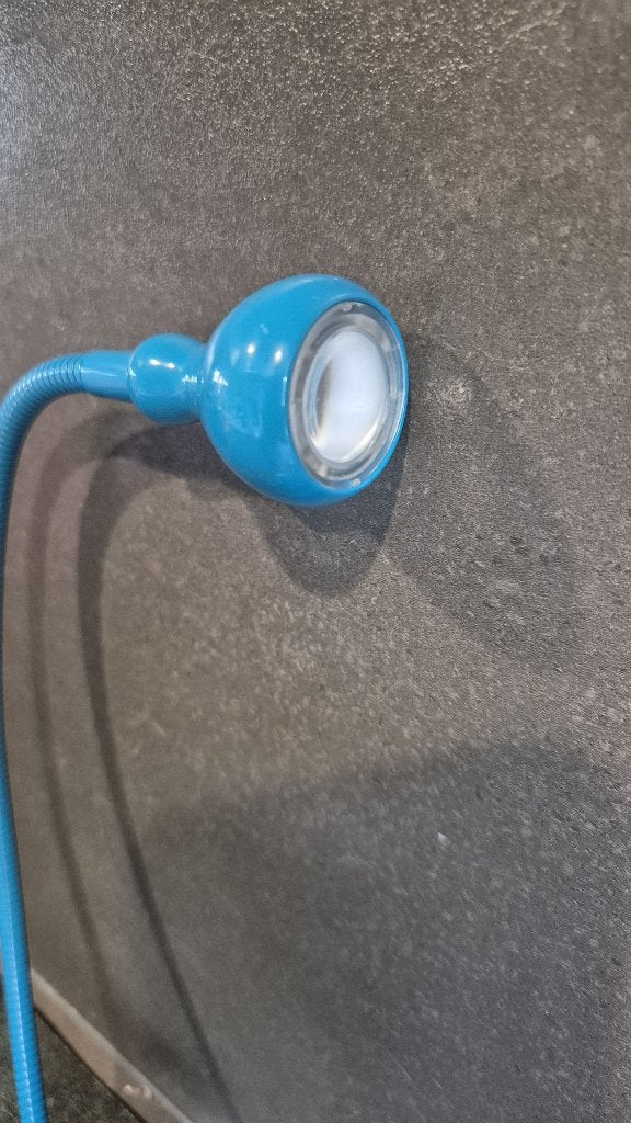 Ikea Jansjo knijplamp, tafelspot, knijpspot, blauw. 6B15, Tweedehands verkoop, Tweedehands verkoop, Gebruikt, Metaal of Aluminium