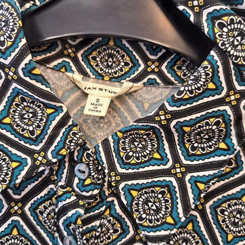 Max studio blauw geel zwart wit geprint jurkje S nr 46134, Kleding | Dames, Blauw, Max studio, Ophalen of Verzenden, Zo goed als nieuw