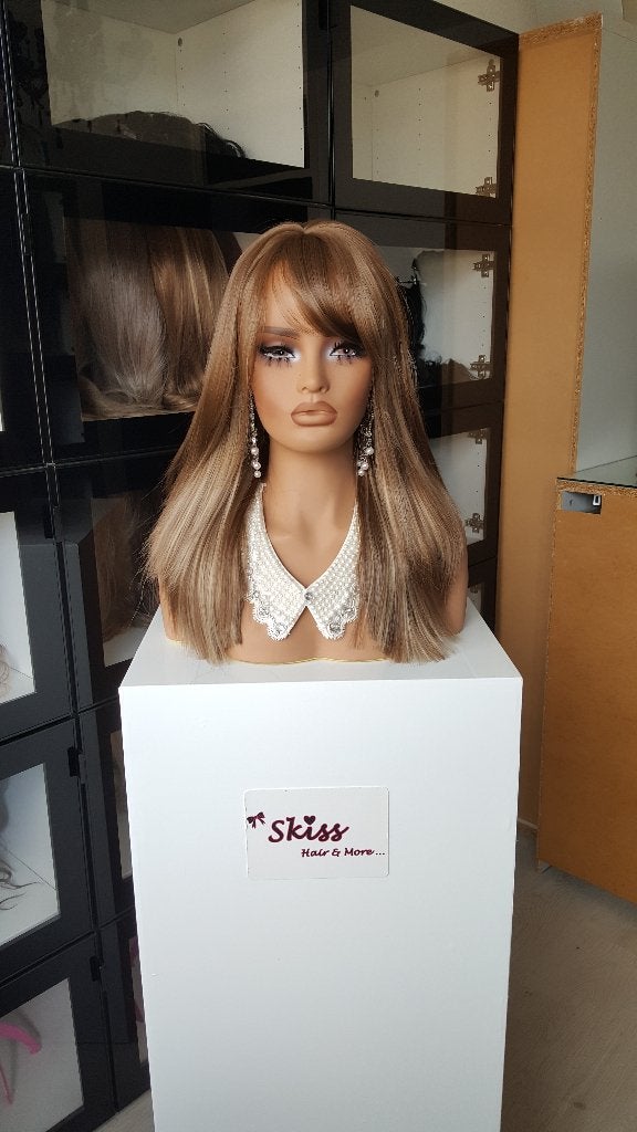 Pruik Pony/Lok: Bruin en Blond gemixt - Stijl -50cm, Ophalen of Verzenden, Nieuw, Pruik of Haarverlenging