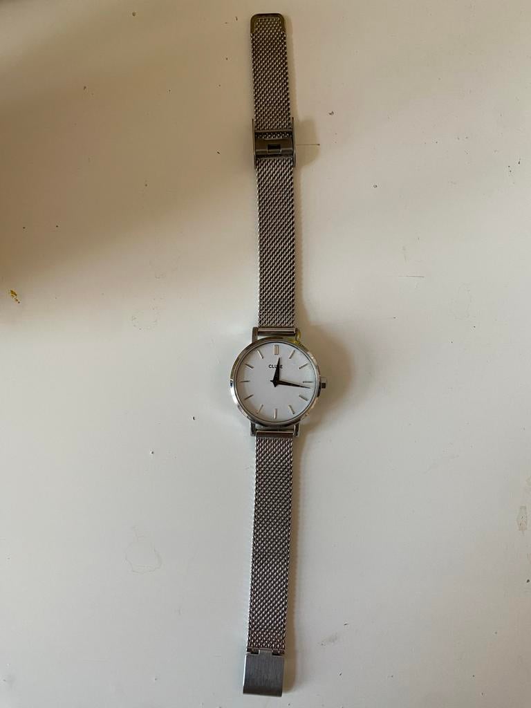 Zilver Cluse horloge, Sieraden, Tassen en Uiterlijk, Horloges | Dames, Overige merken, Gebruikt, Staal, Polshorloge