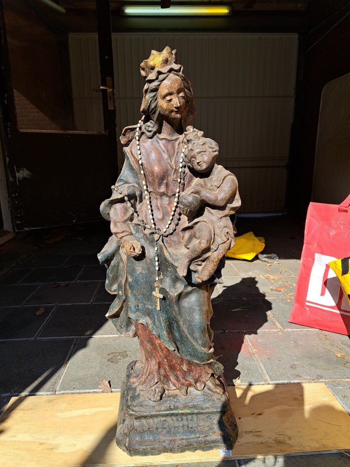Antiek Mariabeeld met Kind - Religieuze Kunst, Ophalen