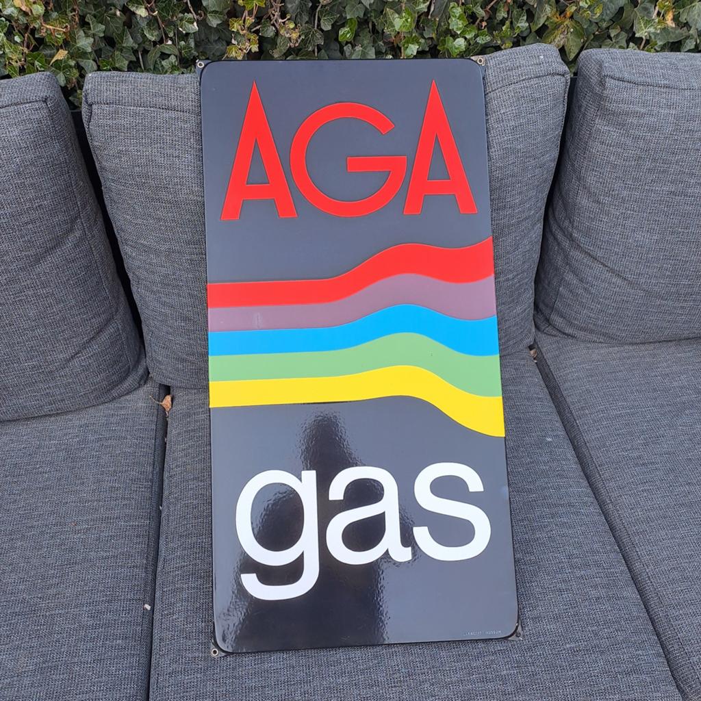 Aga gas reclamebord Langcat Bussum, Ophalen of Verzenden, Zo goed als nieuw, Reclamebord