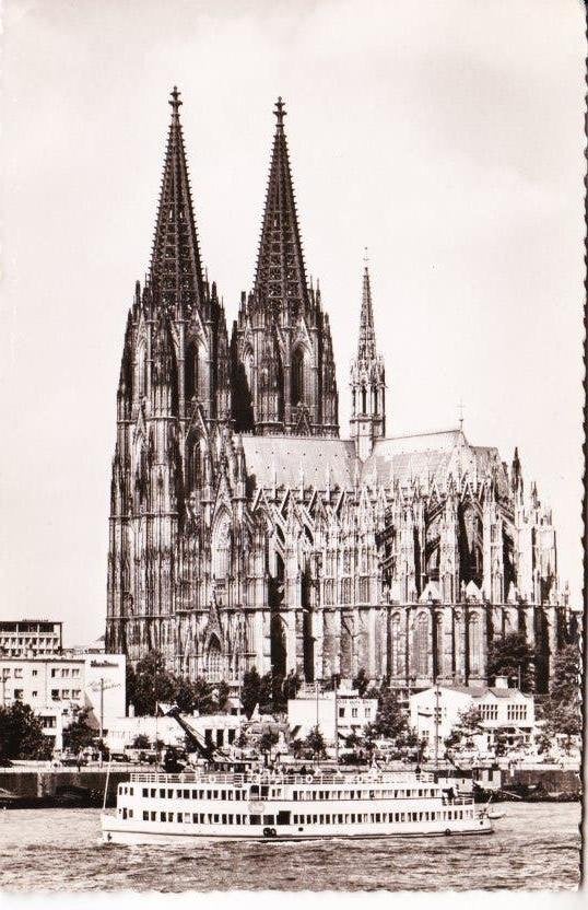 Oude Ansichtkaart Keulen: Dom met Rheinufer (1960-1980)02-09, Ophalen of Verzenden, 1960 tot 1980, Gelopen, Duitsland