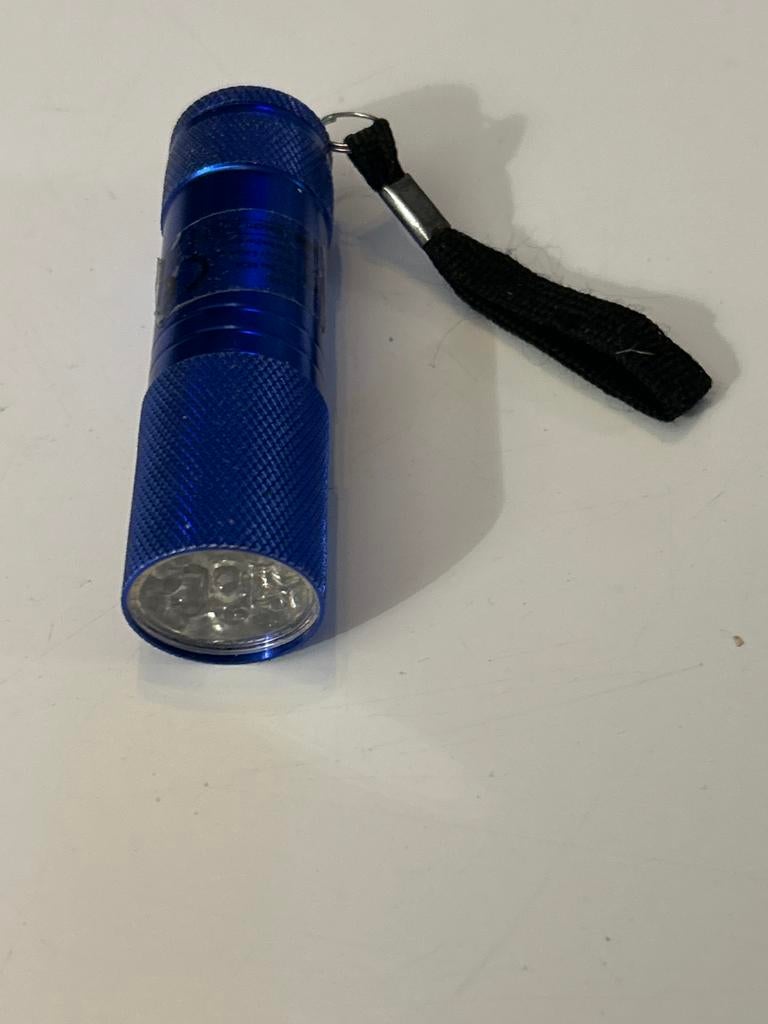 Compacte blauwe zaklamp met polsbandje, Ophalen of Verzenden, Zo goed als nieuw, Batterij