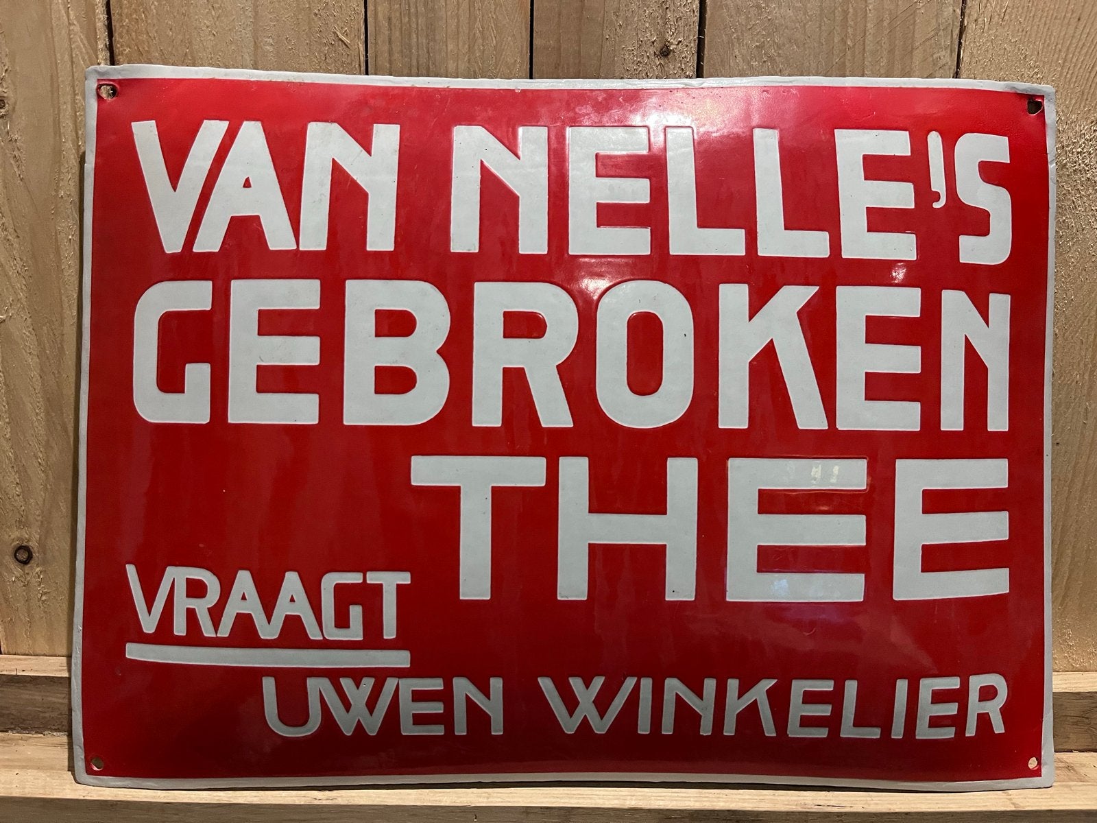 Set Van Nelle Koffie Thee emaille borden - Vraagt uw winkeli, Ophalen of Verzenden, Gebruikt, Reclamebord