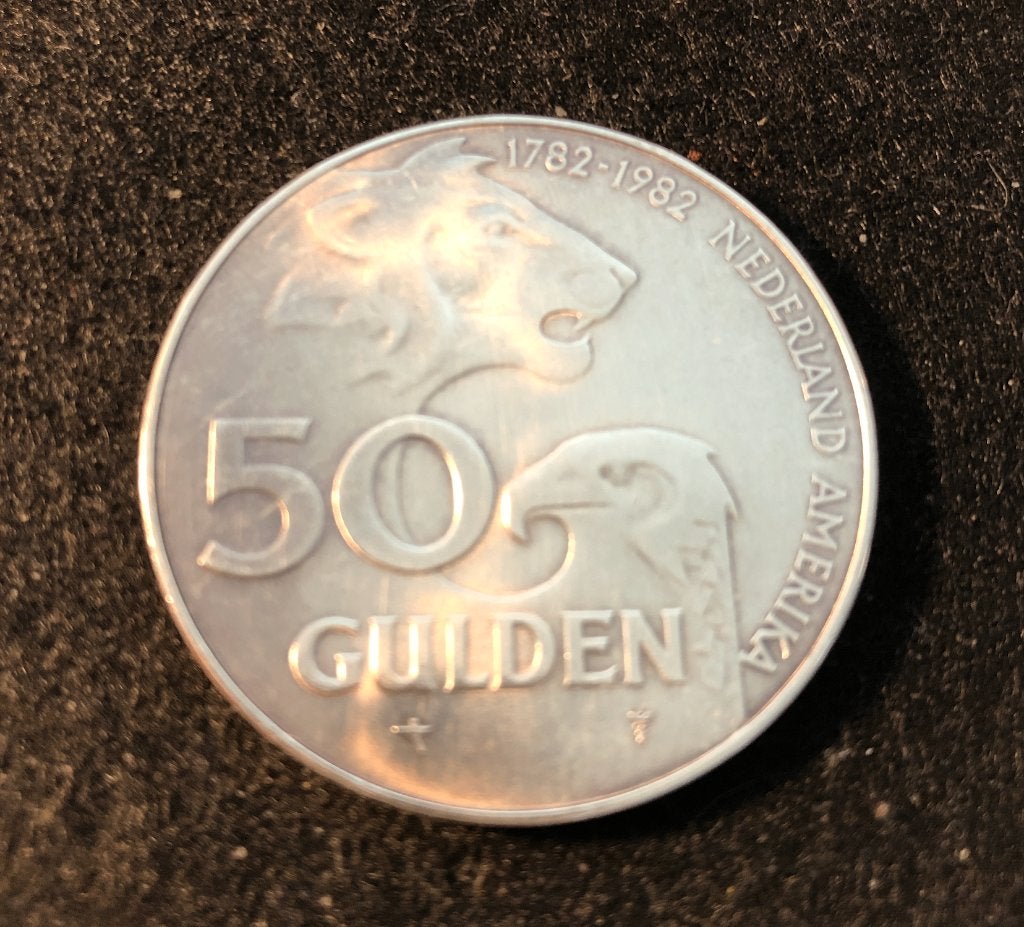 Zilveren 50 gulden munt 1982 Beatrix (NL-USA), Koningin Beatrix, Zilver, Ophalen of Verzenden, Losse munt