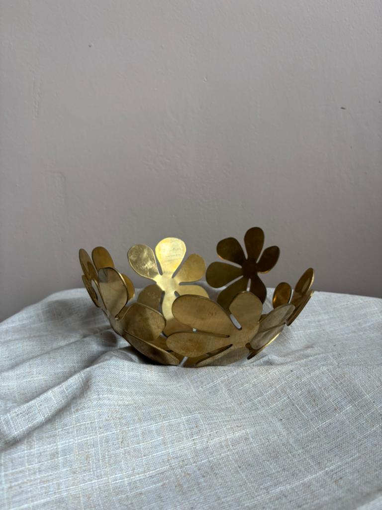 Vintage Ikea  fruitschaal metalen goud Monika Mulder, Overige materialen, Schaal, Rond, Ophalen of Verzenden