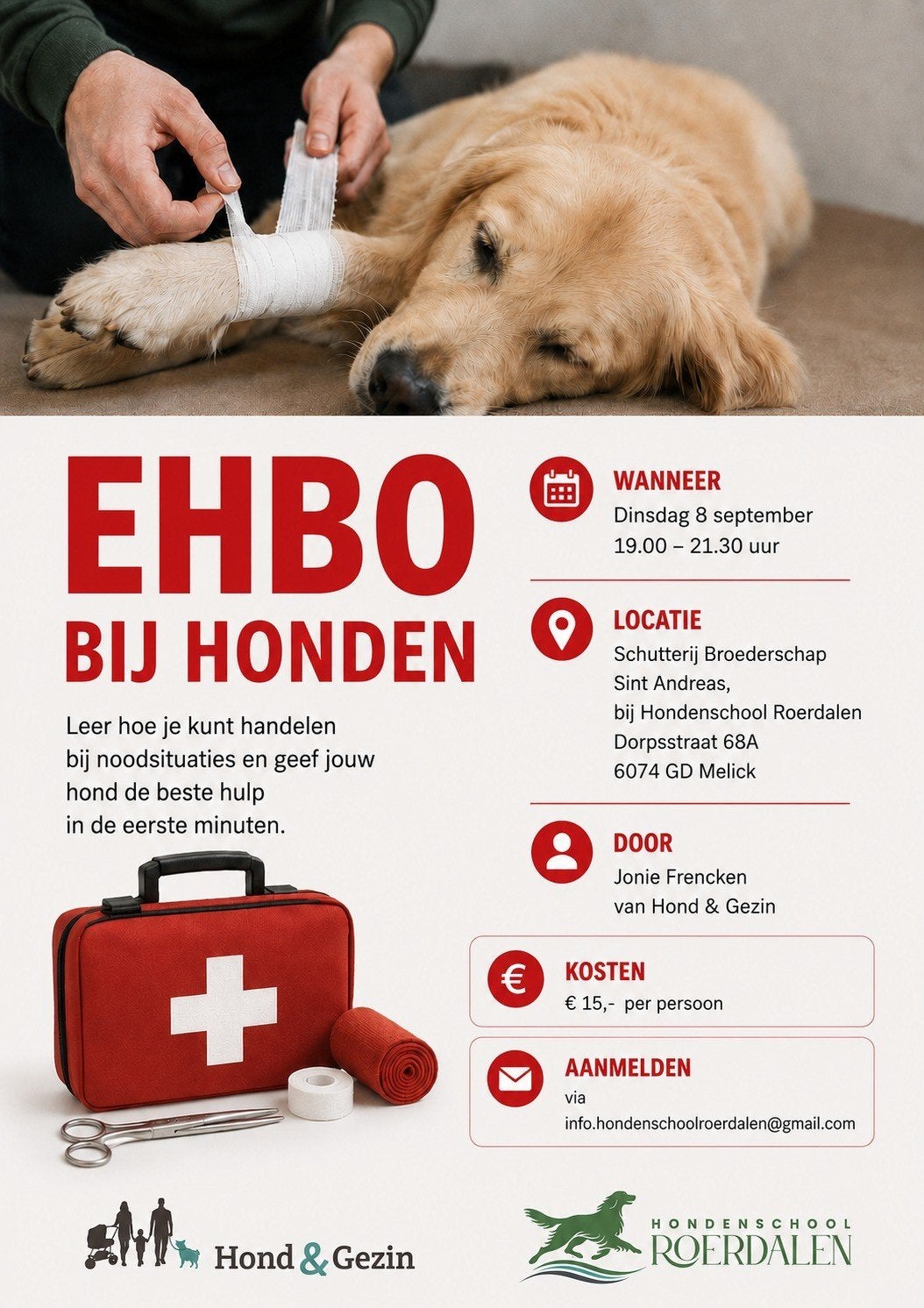 ehbo bij honden, Ophalen, Hond