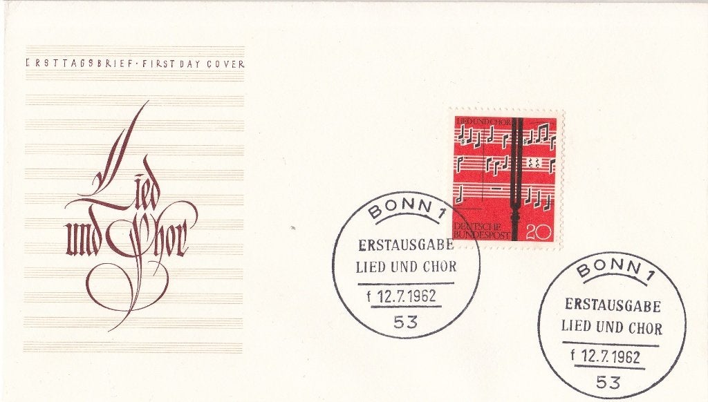 FDC 12-7-1962 - Lied und Chor - M380, Verzenden, Onbeschreven, Europa