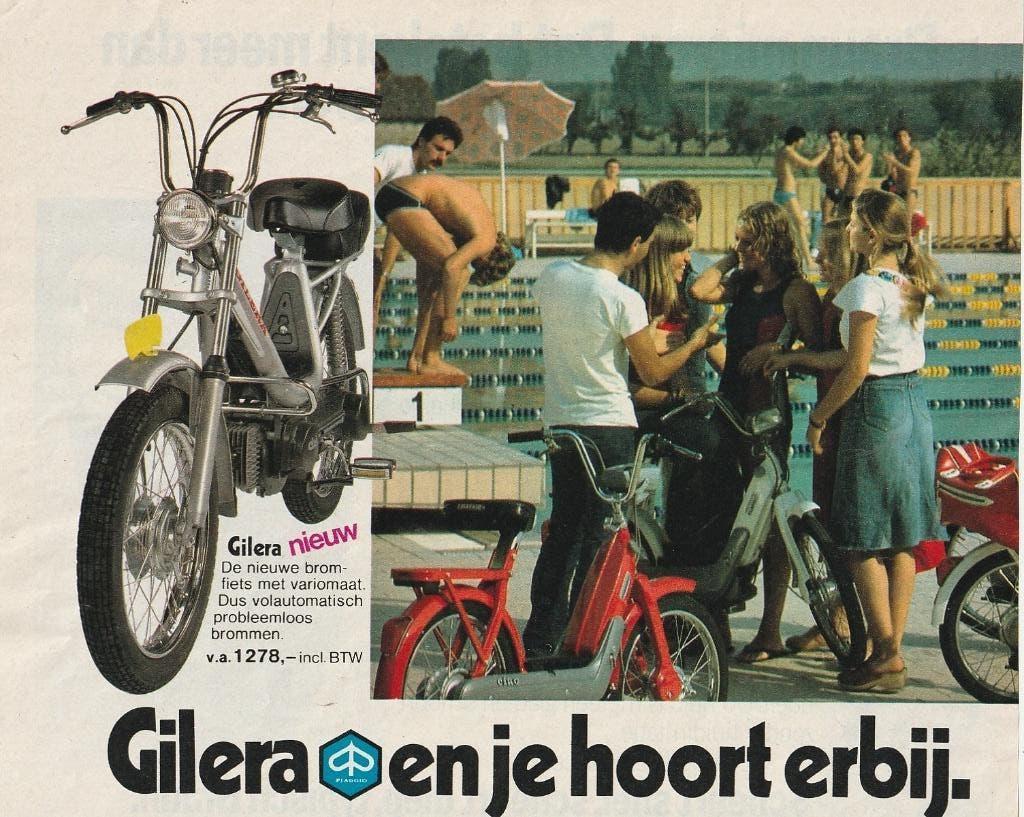 Retro reclame 1978 Vespa Piaggio Gilera brommer erbij horen, Verzenden, Overige typen