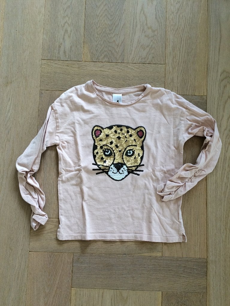 Leuke longsleeve met tijgerkop maat 128 -nog heel erg netjes, Kinderen en Baby's, Kinderkleding | Maat 128, Palomino, Meisje, Ophalen of Verzenden