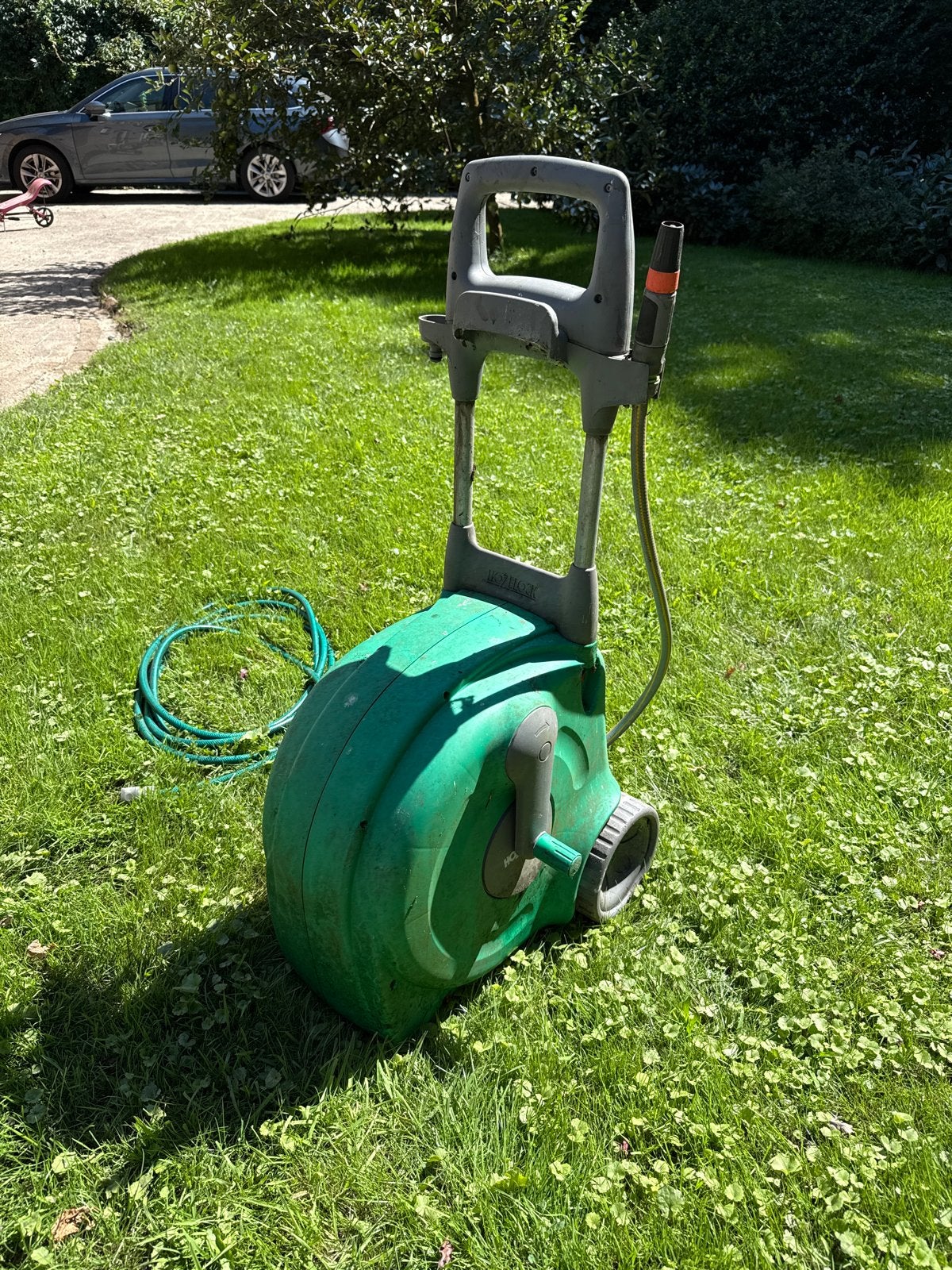 Hozelock Slangenwagen met 35 meter tuinslang, Ophalen, Gebruikt, Tuinslanghaspel